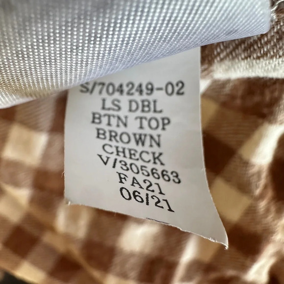Gap Woman's Brown/White Check Flannel Size M Long Sleeve Double Button - Picture 8 of 10